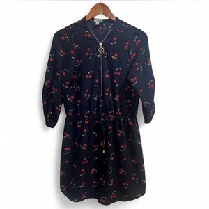 J for Justify Navy Blue Cherry Print Dress Large